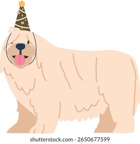 Dog wearing Christmas hat vector illustration
