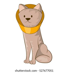 Dog Wearing Funnel Cone Collar Icon. Cartoon Illustration Of Dog Wearing Funnel Cone Colla Vector Icon For Web