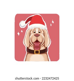 dog wearing hat Santa Claus vector illustration