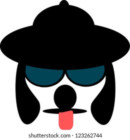 dog wearing hat and sunglasses