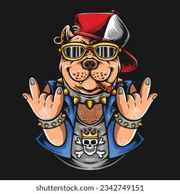 dog wearing rocker outfit cartoon