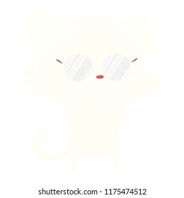 dog wearing spectacles flat color style cartoon