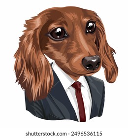 A dog wearing a suit like young executive  vector illustration