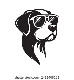 a dog wearing sunglasses silhouette vector