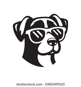 a dog wearing sunglasses silhouette vector