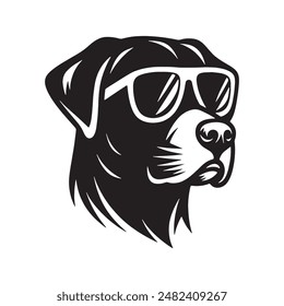 a dog wearing sunglasses silhouette vector