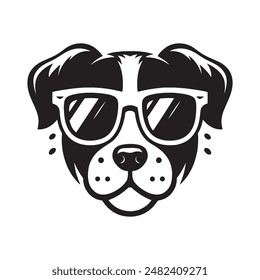 a dog wearing sunglasses silhouette vector