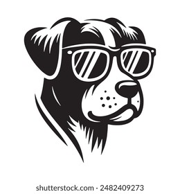 a dog wearing sunglasses silhouette vector