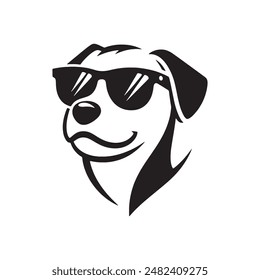 a dog wearing sunglasses silhouette vector