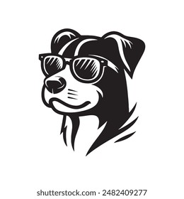 a dog wearing sunglasses silhouette vector