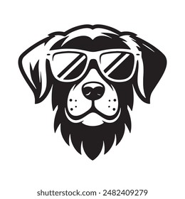 a dog wearing sunglasses silhouette vector