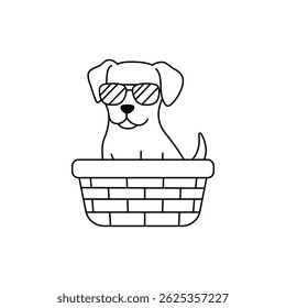 Dog Wearing Sunglasses Sitting in a Basket Icon for Cool Pet Vibe