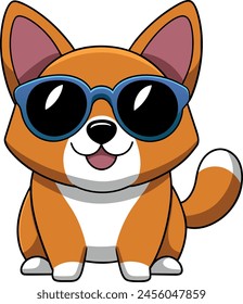 Dog wearing sunglasses vector illustration.