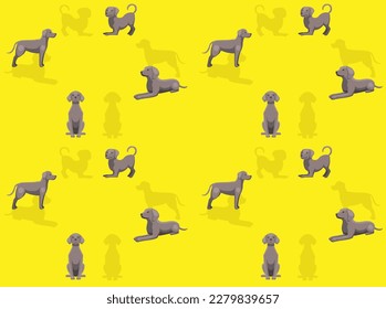 Dog Weimaraner Cartoon Poses Seamless Wallpaper Background
