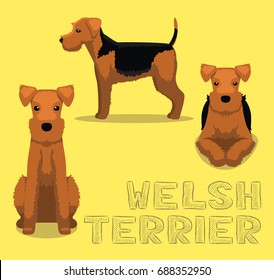 Dog Welsh Terrier Cartoon Vector Illustration