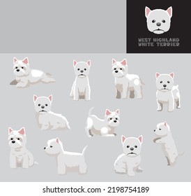 Hund West Highland White Terrier Cartoon Vektor Illustration Color Variation Set
