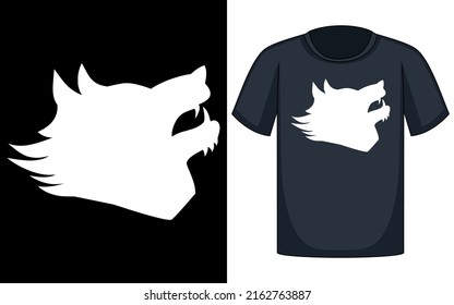 Dog Wild Cutout Werewolf Animal Fangs Danger Head Mammal Carnivore Teeth Beast Wolf Howling Outline Creature Predator Canine Howl Carnivorous T Shirt