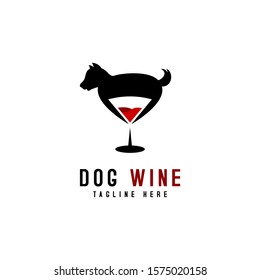 Dog Wine Logo Vector Icon Illustration