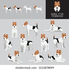 Dog Wire Fox Terrier Cartoon Vector Illustration Color Variation Set