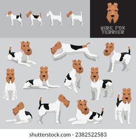 Dog Wire Fox Terrier Cartoon Vektorgrafik Farbvariable Set Tricolor Coat