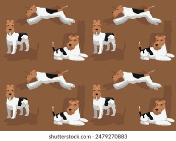 Dog Wire Fox Terrier White Color Cartoon Cute Seamless Wallpaper Background