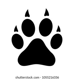 Dog, wolf or fox wild animal footprint imprint flat vector icon for apps and websites