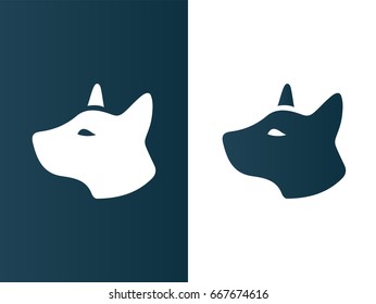Dog Wolf Logos set minimalist Icon - Isolated Illustration