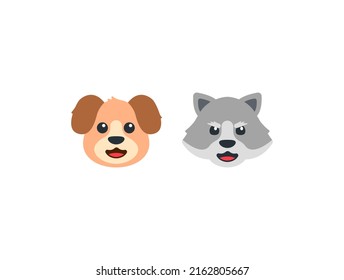 Dog and wolf Vector Emoji Set Illustrations. Dog and wolf Emoticons