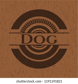 Dog wooden emblem. Retro