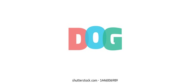 Dog word concept. "Dog" on white background. Use for cover, banner, blog. 