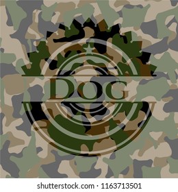Dog written on a camo texture