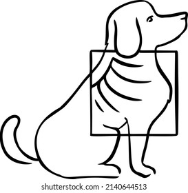 dog with x-ray hand draw vector illustration art