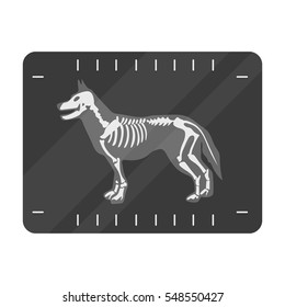 Dog x-ray icon in monochrome style isolated on white background. Veterinary clinic symbol stock vector illustration.