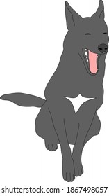 The dog yawns. Vector illustration of a dog opening its mouth and closing its eyes isolated on a white background.