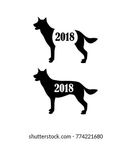 dog year vector silhouette design