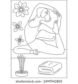 dog yoga exercise coloring book page for kids or grown adults creative coloring mindful relaxation activity