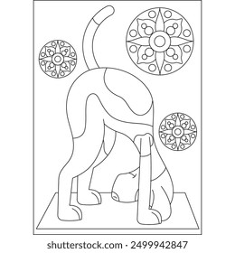 dog yoga exercise coloring book page for kids or grown adults creative coloring mindful relaxation activity