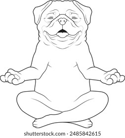 Dog Yoga Fitness Meditation Animal Vector Graphic Art Illustration