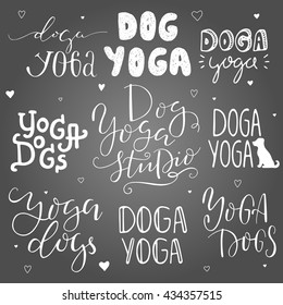 Dog yoga lettering. Logo for animal yoga studio