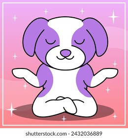 Dog yoga pose expression, digital art illustration