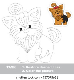 Dog Yorkshire terrier Pappy. Dot to dot educational game for kids.