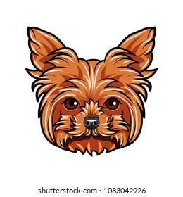 Dog Yorkshire terrier portrait. Dog breed. Dog face, muzzle, head. Vector illustration.