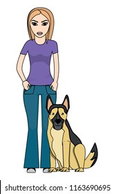 Dog and young woman