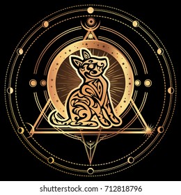 Dog. Zodiac esoteric symbol 2018 year of dog. Ethnic tribal astrology print For t-shirt, bag, postcard,and logo. Tattoo design