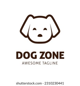 Dog Zone - Logo Template. Dog sign in Flat Style Isolated on a White Background. Suitable for pet businesses or dog product logos.