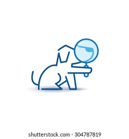 Dog with zoom lens - search metaphor and logo template