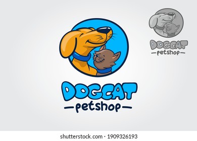 DogCat Petshop Vector Logo Template. Funny and cute veterinary logo professionaly designed for your professional service your company offers.