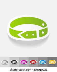 dog-collar paper sticker with shadow. Vector illustration