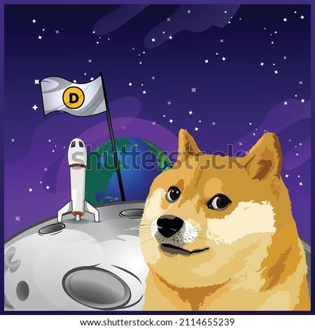 Doge Cartoon Character with Space Background illustration