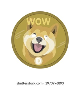 Doge coin DOGE Cryptocurrency Isolated on White Background, Vector illustration Face of the Shiba Inu dog on coin, Flat design Symbol digital currency